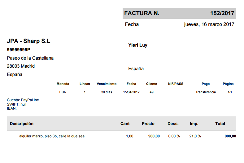 modelo de factura para